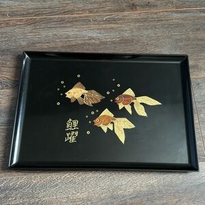 Rare Mid Century Modern Gold Fish Tray  Couroc of Monterey Energy Lois Long